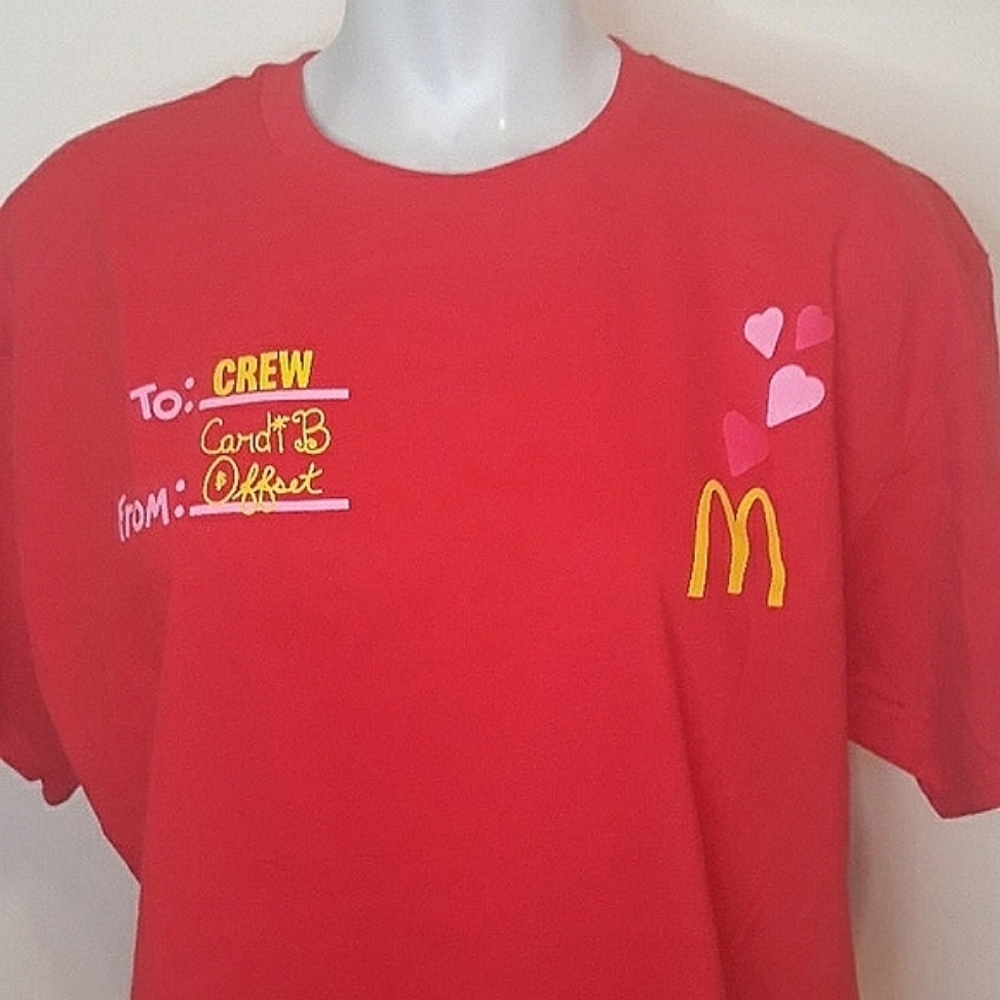 Cardi B Offset Valentine's Day Promo McDonald's Crew Tee Medium